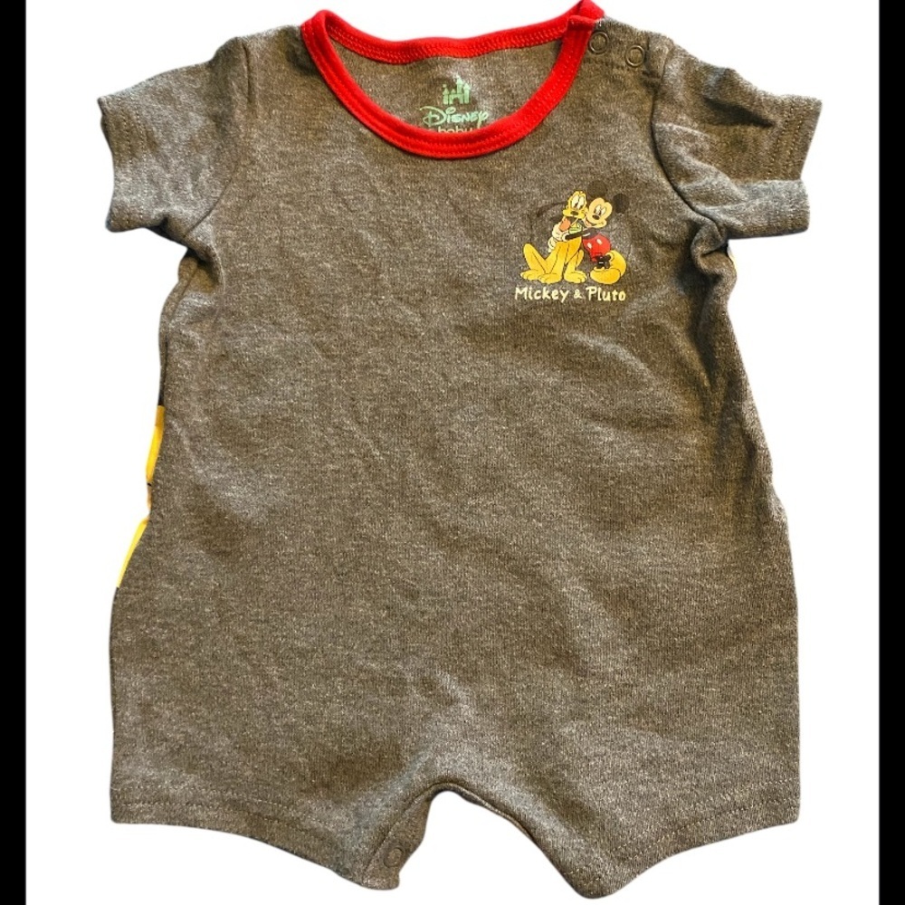 Disney Gray and Red Bodysuit with Playful Cartoon Accent